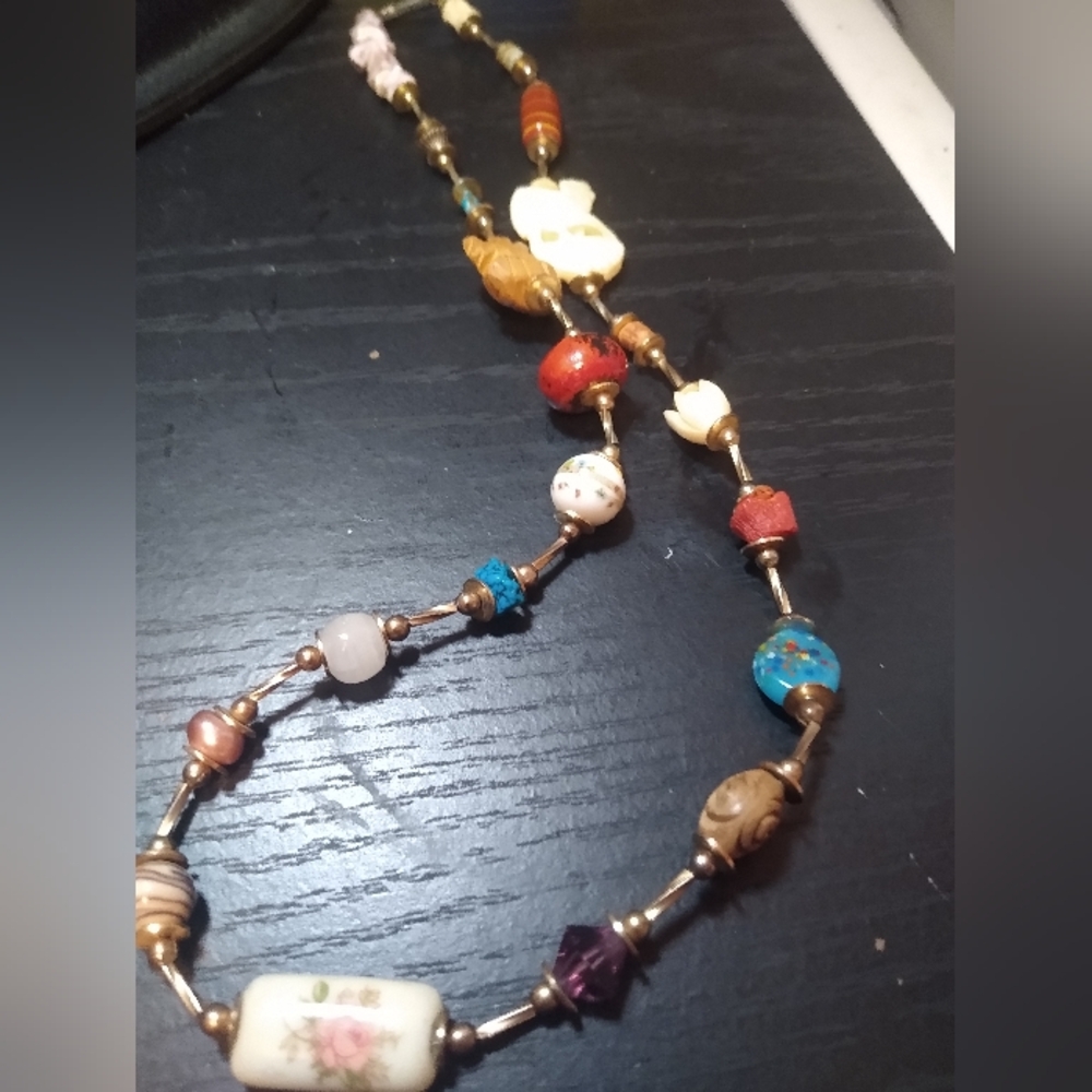Vintage handcrafted multicolor Asian colorful Beaded Necklace